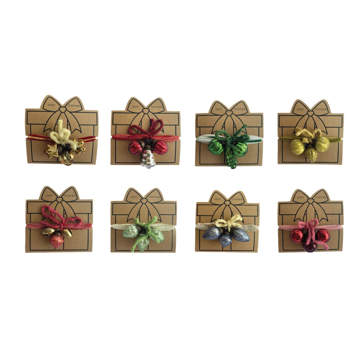Hello Honey® Glass Ornament & Metal Bell Cluster Gift Topper Set with Ribbon Wrap
